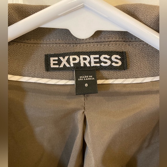 Express Editor Taupe Long Sleeve One-Button Blazer Suit Jacket Women’s Size 8 - Picture 3 of 13